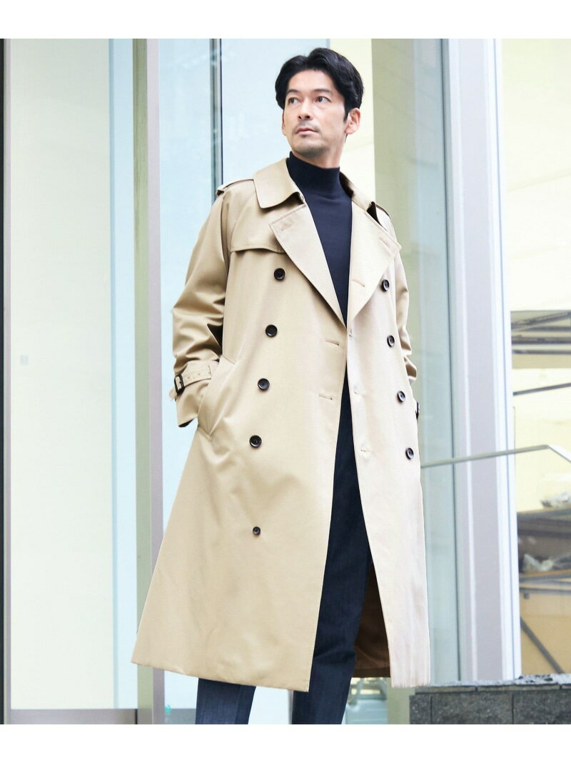 【美品】エポカウォモ 三陽商会 メンズ トレンチコート イタリア ブラック 黒 ダブルブレストウールミックスコート（M1B30401＿＿