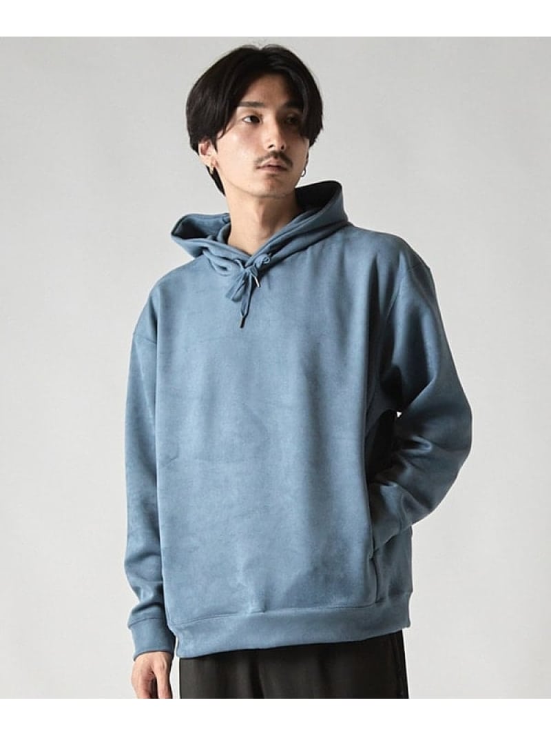 【SALE／30%OFF】UNION STATION *WEB限定 フェイクスエード リラックスフィットフーディ メンズ ビギ トップス パーカー・フーディー ブラック ベージュ ホワイト ブルー【RBA_E】【送料無料】