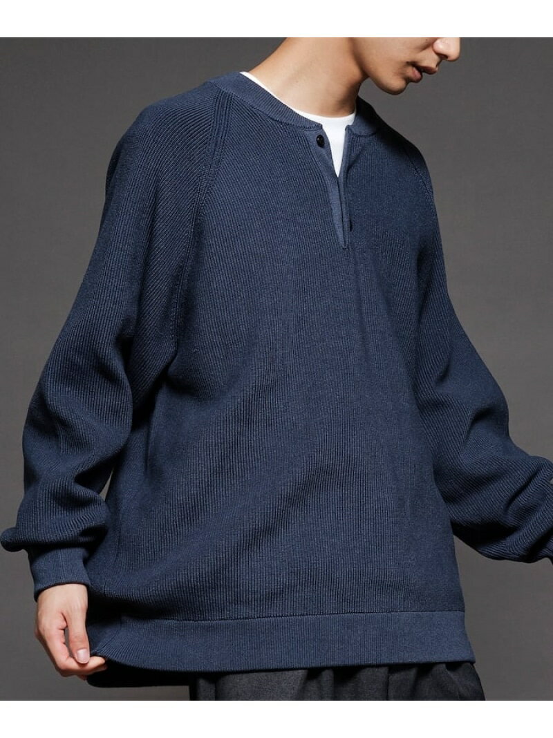 【SALE／20%OFF】FREAK'S STORE リラックスフィット 片畦編み ヘンリーネック ニット 【限定展開】 25AW フリークスストア トップス ニット ネイビー グレー ブラック ブラウン【RBA_E】【送料無料】