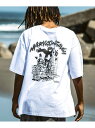 【SALE/33%OFF】Mark Gonzales MARK GONZALES バックプリント半袖Tシャツ シフォン トップス カットソー・Tシャツ ブルー ブラック ホワイト グリーン【RBA_E】