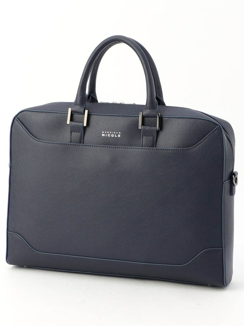 MONSIEUR NICOLE レザーブリーフケース ニコル バッグ ビジネスバッグ・ブリーフケース グレー ネイビ..