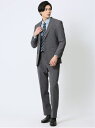 TAKA-Q 【24AW】 ストレッチウォッシャブル レギュラーフィット 2ボタン2ピーススーツ 無地グレー メンズ セットアップ ジャケット ビジネス カジュ...