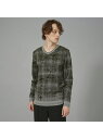 【SALE/19%OFF】5351POUR LES HOMMES ペインティング ブロークンチェック Vネック プルオーバー ニット ゴーサンゴーイチプールオム トップス ニット ブラック カーキグリーン グレー ホワイト【RBA_E】【送料無料】