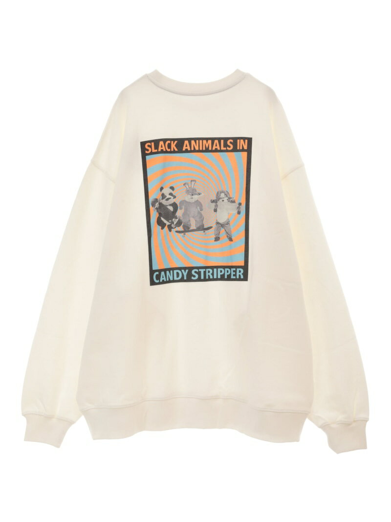 【SALE／50 OFF】Candy Stripper SLACK ANIMALS SWEAT ONE-PIECE キャンディストリッパー トップス スウェット トレーナー ホワイト ブラック オレンジ ブルー【RBA_E】【送料無料】