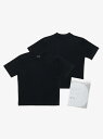 three dots (U)2パックTシャツ クルーネック/モックネック スリードッツ トップス カットソー・Tシャツ ブラック ホワイト【送料無料】