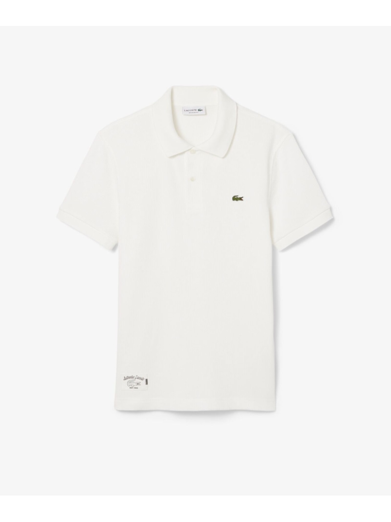 LACOSTE スクエアニットポロシャツ ラコステ トップス ポロシャツ ホワイト グレー【送料無料】