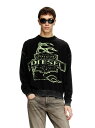 DIESEL メンズ プルオーバーニット K-BELEZ ディーゼル トップス ニット ブラック オレンジ【送料無料】