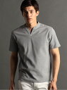 【SALE/46%OFF】MONSIEUR NICOLE ハニカムジャージー キーネックTシャツ ニコル トップス その他のトップス ブラック ホワイト グレー...