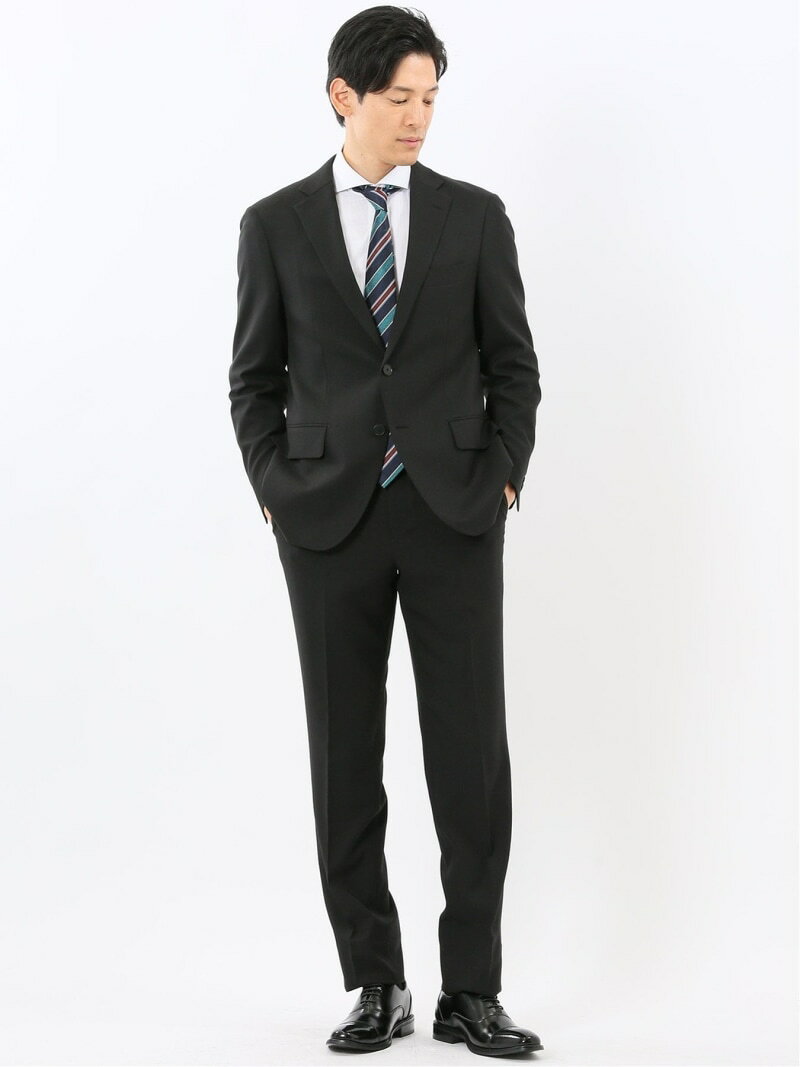 【SALE／10%OFF】TAKA-Q ストレッチウォッシャブル リラックスフィット 2ボタン2ピーススーツ 組織黒 タカキュー スーツ・フォーマル セットアップスーツ【RBA_E】【送料無料】