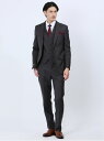 【SALE/2%OFF】m.f.editorial 光沢ウール混 スリムフィット 2ボタン3ピーススーツ ストライプグレー タカキュー スーツ・フォーマル セッ...