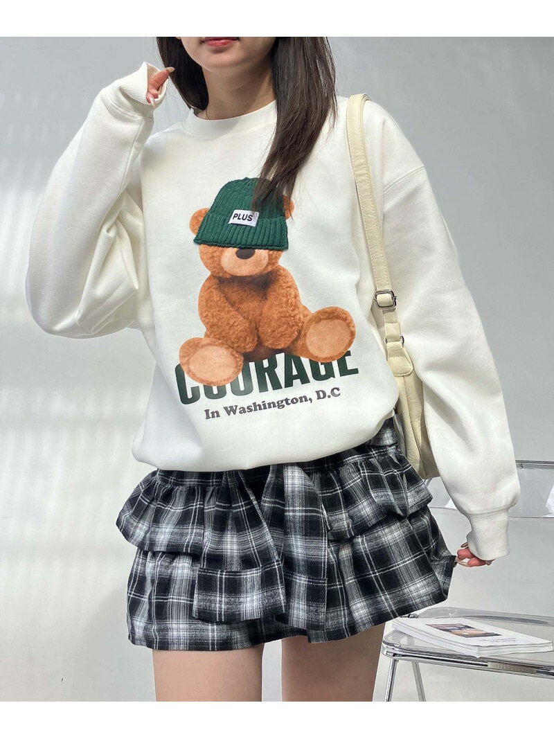 AS KNOW AS plus ♪『洗濯可』並んで帽子アニマルスウェットプルオーバー アズノゥアズプラス トップス スウェット・トレーナー ホワイト【先行予約】*【送料無料】