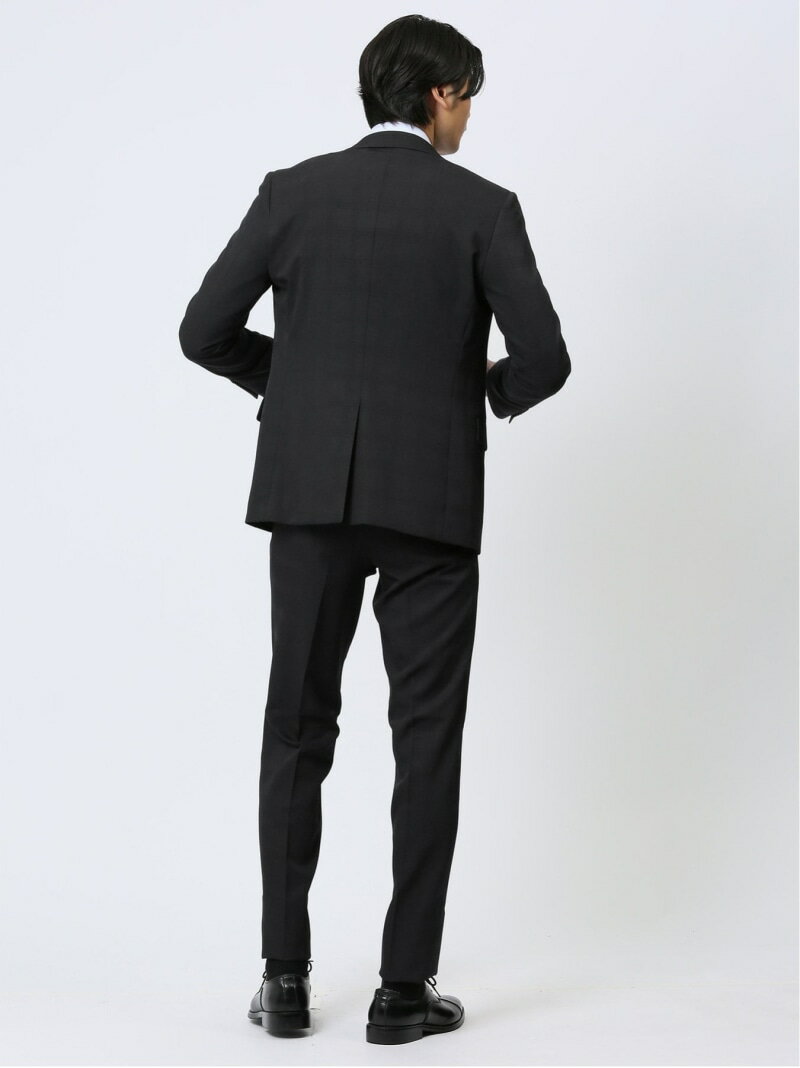 TAKA-Q 【24AW】 ストレッチウォッシャブル スリムフィット 2ボタン2ピーススーツ チェック黒 メンズ セットアップ ジャケット ビジネス カジュアル 通勤 仕事 タカキュー スーツ・フォーマル セットアップスーツ ブラック【送料無料】