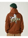 アヴィレックス パーカー メンズ AVIREX 《WEB限定》CAMOUFLAGE STAR &PINUP GIRL PULL OVER PARKA アヴィレックス トップス パーカー・フーディー ブラウン ブラック【送料無料】