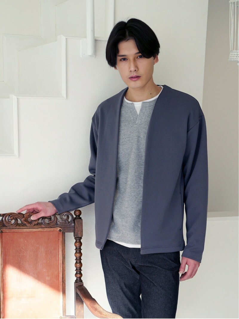 【SALE/40%OFF】m.f.editorial ミラノリブポンチ 着流しカーディガン タカキュー トップス カーディガン ブルー ブラック【RBA_E】