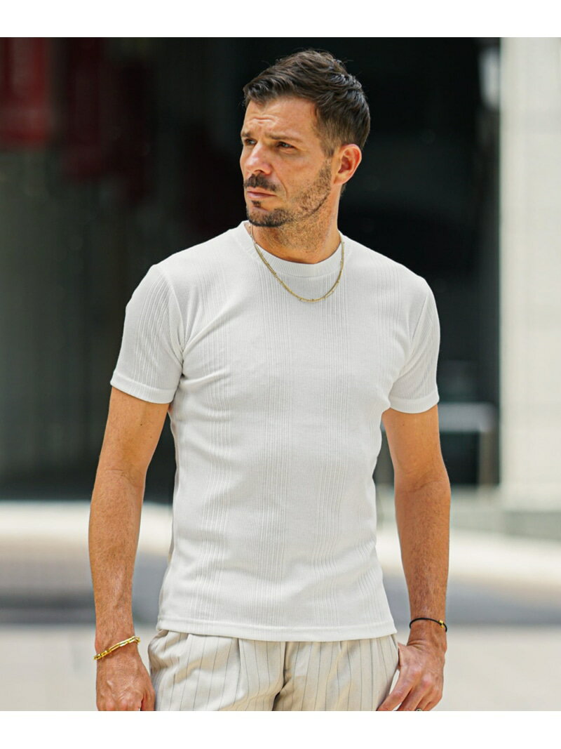 SOMEDIFF ランダムテレコクルーネックカットソー ジョーカー トップス カットソー・Tシャツ ブルー ブ..