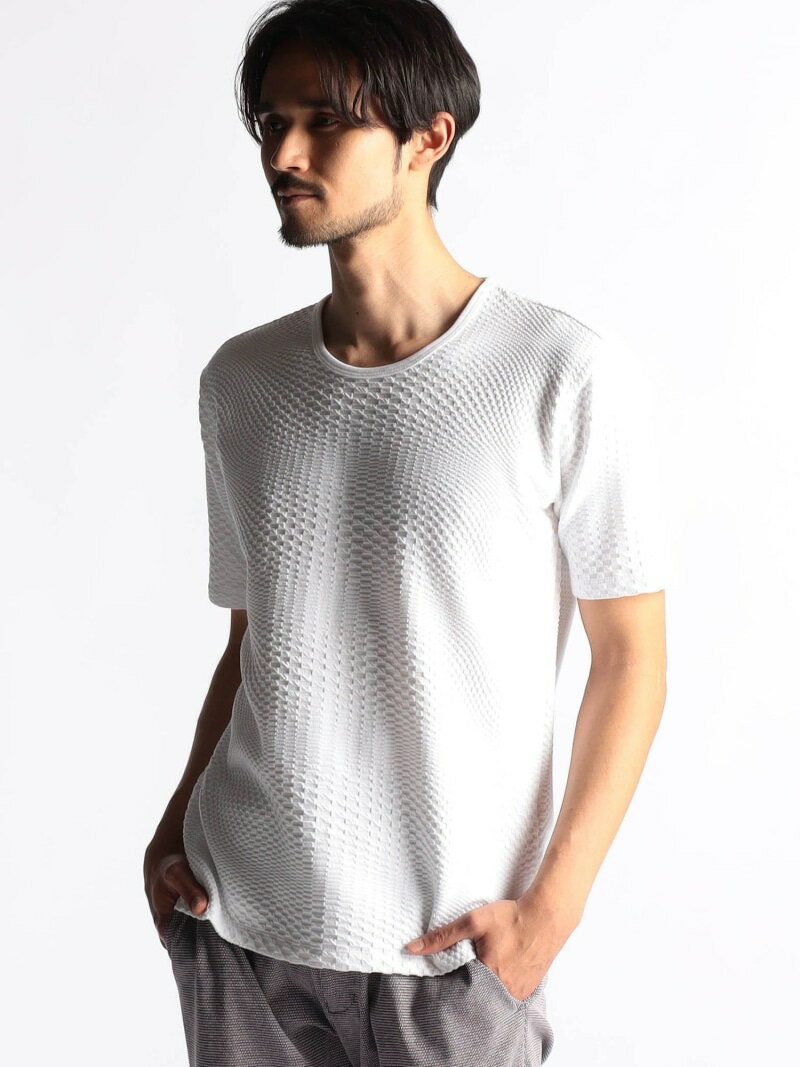 NICOLE CLUB FOR MEN ジオメトリックジャカード半袖プルオーバー ニコル トップス カットソー・Tシャツ グレー ホワイト ブラック【送料無料】