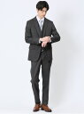 【SALE/20%OFF】TAKA-Q 光沢ウール混 スリムフィット 2ボタン3ピーススーツ 組織グレー 【25SS】 メンズ セットアップ ジャケット ビジネ...