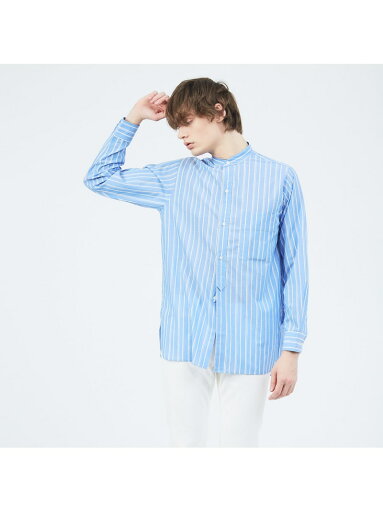 DESIGNWORKS スタンドカラー オーバーシャツ デザインワークス トップス シャツ・ブラウス ブルー【送料無料】 DESIGNWORKS スタンドカラー オーバーシャツ デザインワークス トップス シャツ・ブラウス ブルー【送料無料】