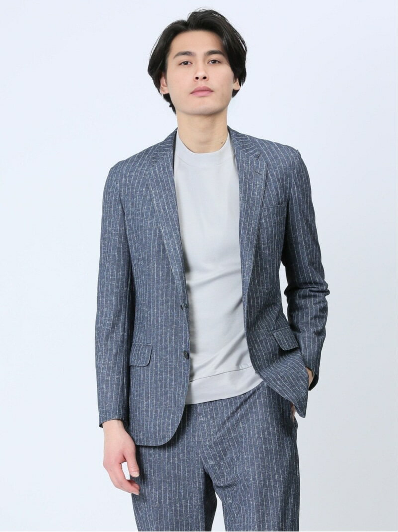 【SALE/50%OFF】TAKA-Q TechDenim スリムフィット 2ボタンジャケット ストライプ青(セットアップ可能) タカキュー スーツ・フォーマル スーツジャケット ブルー【RBA_E】【送料無料】