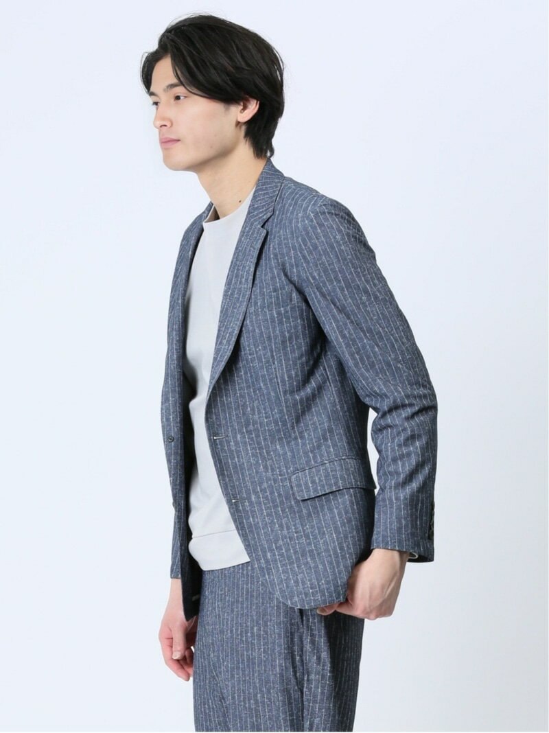 【SALE／33%OFF】TAKA-Q TechDenim スリムフィット 2ボタンジャケット ストライプ青(セットアップ可能) タカキュー スーツ・フォーマル スーツジャケット ブルー【RBA_E】【送料無料】