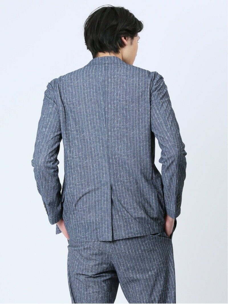 【SALE／33%OFF】TAKA-Q TechDenim スリムフィット 2ボタンジャケット ストライプ青(セットアップ可能) タカキュー スーツ・フォーマル スーツジャケット ブルー【RBA_E】【送料無料】