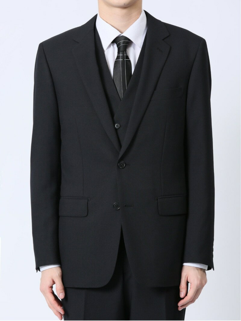 【SALE／30%OFF】m.f.editorial ストレッチウォッシャブル スリムフィット 2ボタン3ピーススーツ 組織黒 タカキュー スーツ・フォーマル セットアップスーツ ブラック【RBA_E】【送料無料】