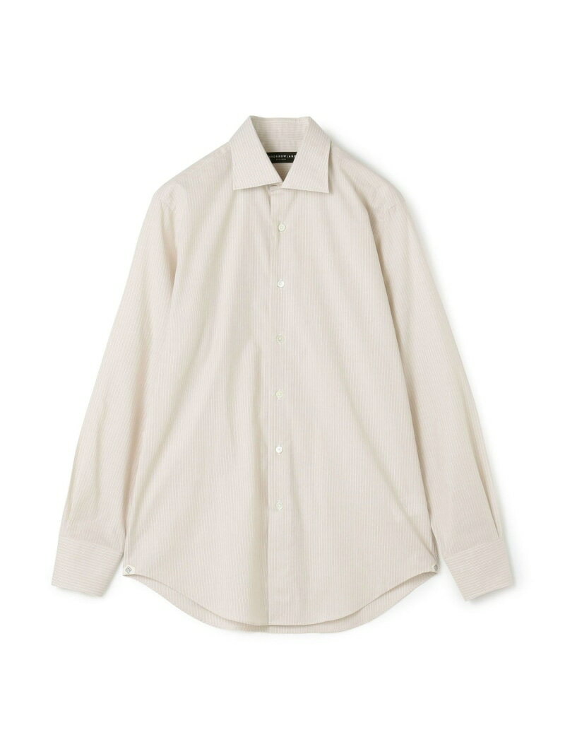 TOMORROWLAND MEN コットン ワイドスプレッドカラー ストライプドレスシャツ トゥモローランド トップス シャツ・ブラウス ベージュ【送料無料】