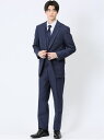 TAKA-Q 光沢ウール混 レギュラーフィット 2ボタン3ピーススーツ 組織紺 【25SS】 メンズ セットアップ ジャケット ビジネス カジュアル 通勤 仕事...