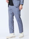 【SALE/15%OFF】TAKA-Q TechLinen スリムフィット ノータックパンツ 青(セットアップ可能) タカキュー スーツ・フォーマル スーツパン...