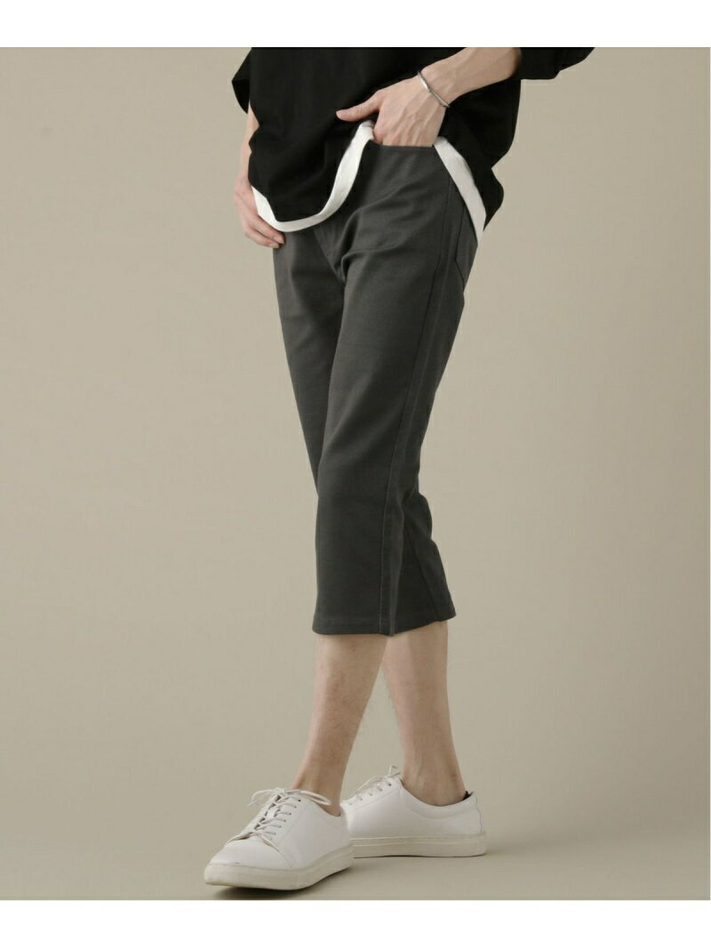 SPU カツラギストレッチクロップドパンツ カジュアル パンツ その他のパンツ グレー ブラック ネイビー..