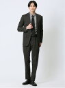 m.f.editorial マルゾット/Marzotto ウール混 スリムフィット 2ボタン2ピーススーツ 組織カーキ タカキュー スーツ・フォーマル セットア...