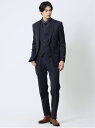 m.f.editorial マルゾット/Marzotto ウール混 スリムフィット 2ボタン3ピーススーツ 組織紺 タカキュー スーツ・フォーマル セットアップ...