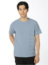 【SALE/66%OFF】TAKA-Q ランダムボーダー クルーネック半袖Tシャツ タカキュー トップス カットソー・Tシャツ ネイビー ブルー【RBA_E】