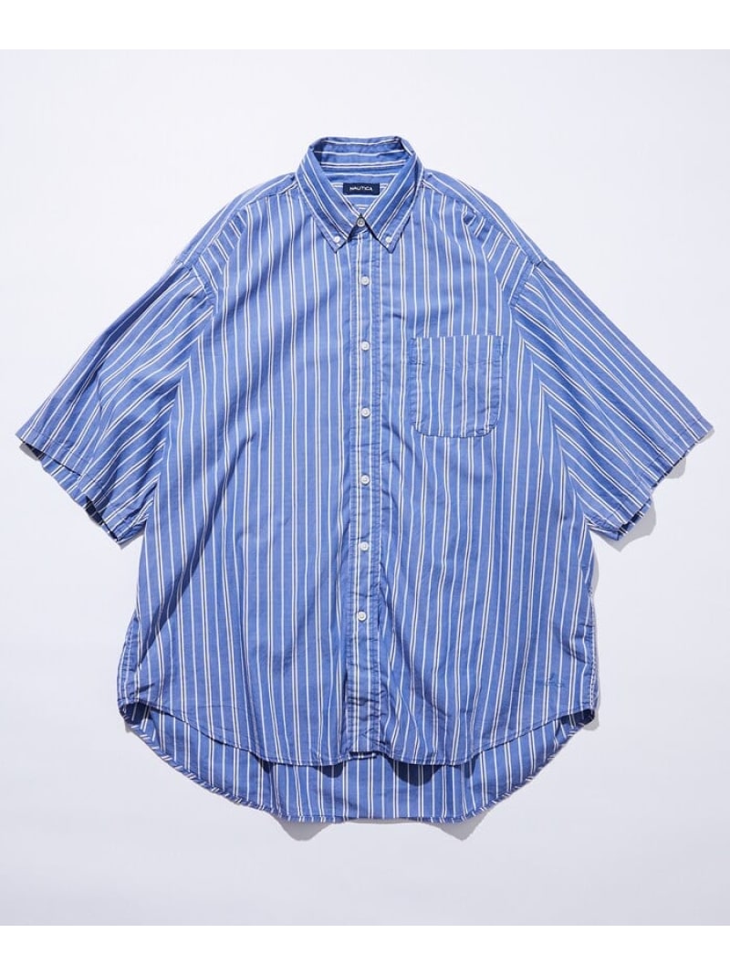 NAUTICA Faded S/S Shirt (Broadcloth Stripes) フリークスストア トップス シャツ ブラウス ブルー ネイビー【送料無料】