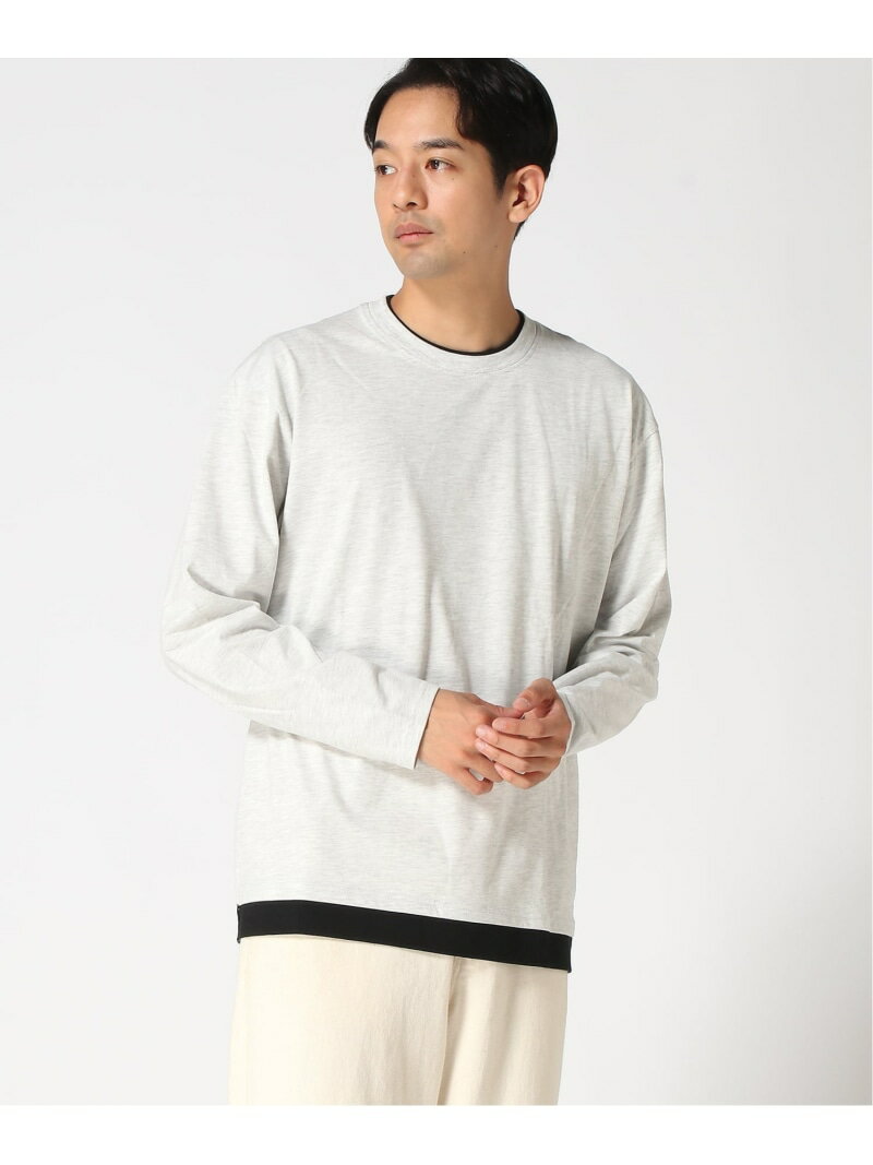 ZERO STAIN ZERO STAIN/(M)フェイクレイヤードBIG ロンT 汗染み 防止 ジーンズメイト トップス カットソー・Tシャツ ブルー ブラック グレー ホワイト