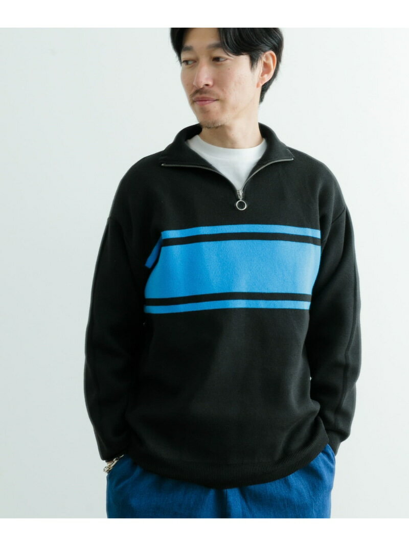 【SALE／42%OFF】URBAN RESEARCH ITEMS ハーフZIP ボーダー プルオーバーニット アーバンリサーチアイテムズ トップス ニット ブラック グレー【RBA_E】【送料無料】