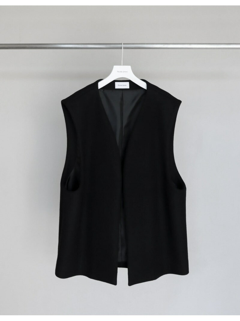 Nicolas Jenson LambsWoolMeltonGilet 二コラ ジェンソン トップス ベスト・ジレ ブラック ホワイト【送料無料】