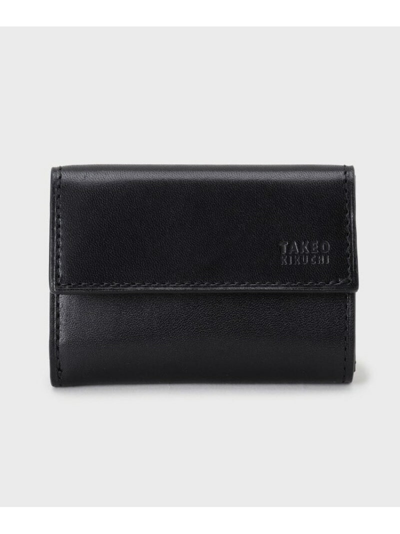 【SALE／55%OFF】TAKEO KIKUCHI スムース三つ折りコンパクト タケオキクチ 財布・ポーチ・ケース 財布 ブラック ネイビー グリーン【RBA_E】【送料無料】
