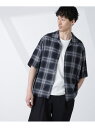 【SALE/20%OFF】NANO universe オリジナルパターンオンブレーシャツ 半袖 ナノユニバース トップス シャツ・ブラウス ネイビー グレー ブルー【RBA_E】【送料無料】