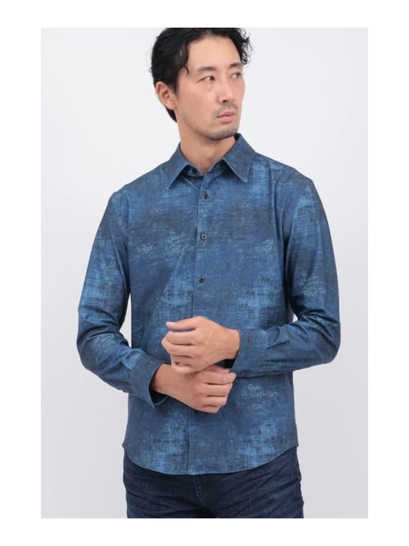 HIGH STREET ハイテンションパティーナプリントシャツ トルネードマート トップス シャツ・ブラウス ネイビー ゴールド【送料無料】