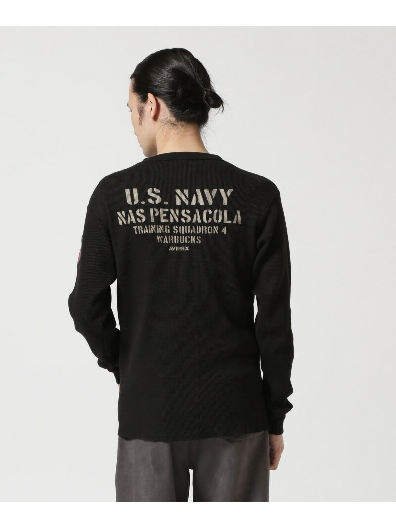 AVIREX LONGSLEEVE WAFFLE T-SHIRT U.S.NAVY /  btTVc [GXlCr[ / AVIREX ABbNX gbvX Jbg\[ETVc ubN O[ zCg O[yz