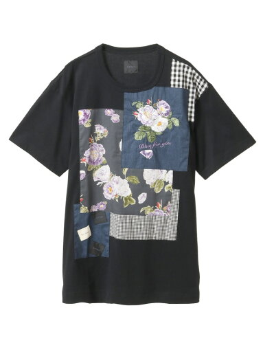 Karl Helmut ブルーフォーユープリントパッチワークTシャツ ピンクハウス トップス カットソー・Tシャツ ブラック グリーン パープル ブルー【送料無料】