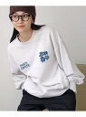 【SALE/65%OFF】ANME 前後ロゴ入り フラワー プリント 裏毛 スウェット トップス ANME アンメ アンドミー トップス スウェット・トレーナー ネイビー ホワイト【RBA_E】
