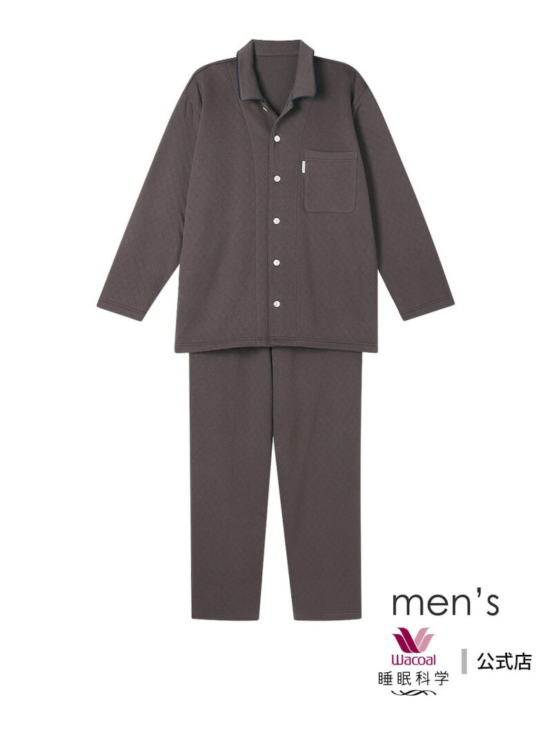 ワコール/睡眠科学 ワコール 睡眠科学 ふわごころ メンズパジャマ 長袖・長ズボン しっとりなめらか ワコール／スイミンカガク インナー・ルームウェア パジャマ ネイビー ブラウン【送料無料】