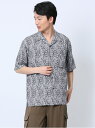 【SALE/59%OFF】m.f.editorial レーヨン幾何学柄 オープンカラー半袖シャツ メンズ Tシャツ カットソー カジュアル インナー トップス ...