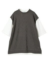 CRAFT STANDARD BOUTIQUE フェイクレイヤード半袖ニットTEE クラフトスタンダードブティック トップス ニット グレー ブルー【送料無料】