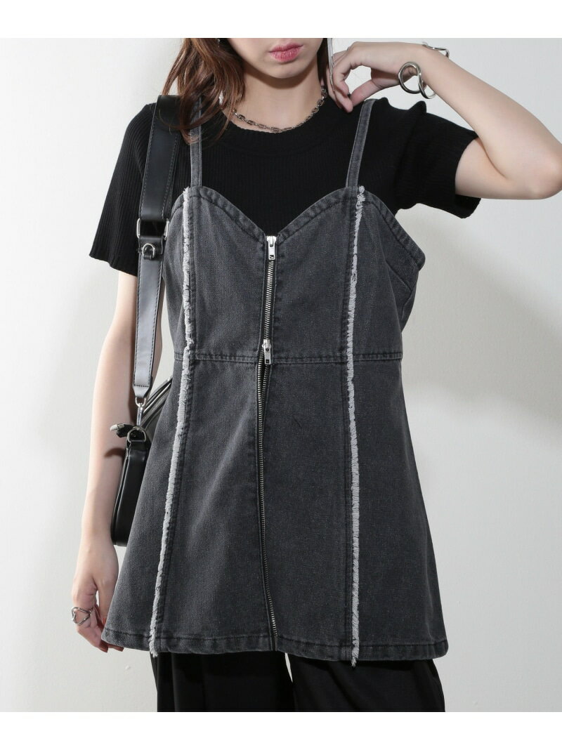 【SALE/52%OFF】MAISON BREEZE MAISON BREEZE/(U)デニムフリンジキャミ 224-701-7394 セットアップセブン トップス キャミソール ブルー ブラック【RBA_E】