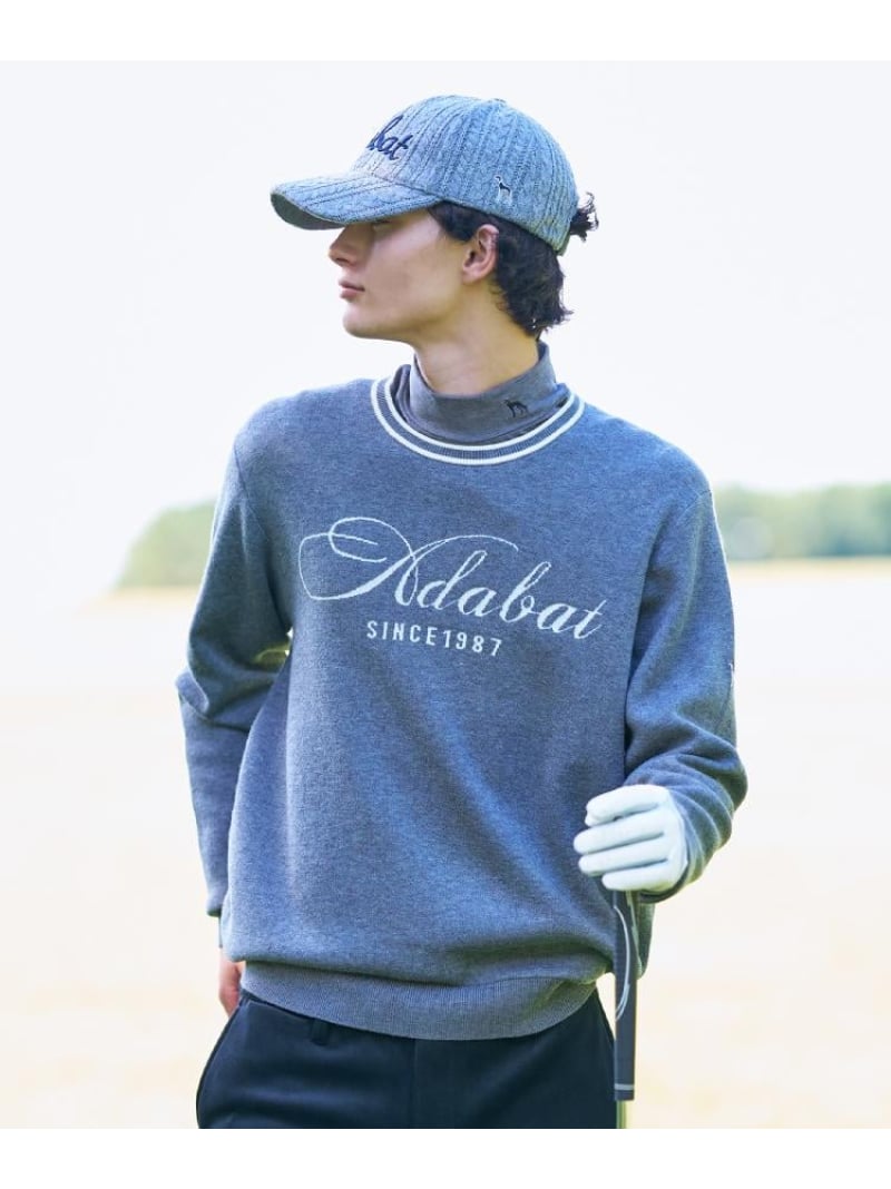 adabat カリグラフィサインニット アダバット トップス ニット ネイビー【送料無料】