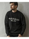 1PIU1UGUALE3 RELAX (M)1PIU1UGUALE3 RELAX/USK-24055 グレーンロゴクルーネックニット シフォン トップス ニット ホワイト ブラック【送料無料】