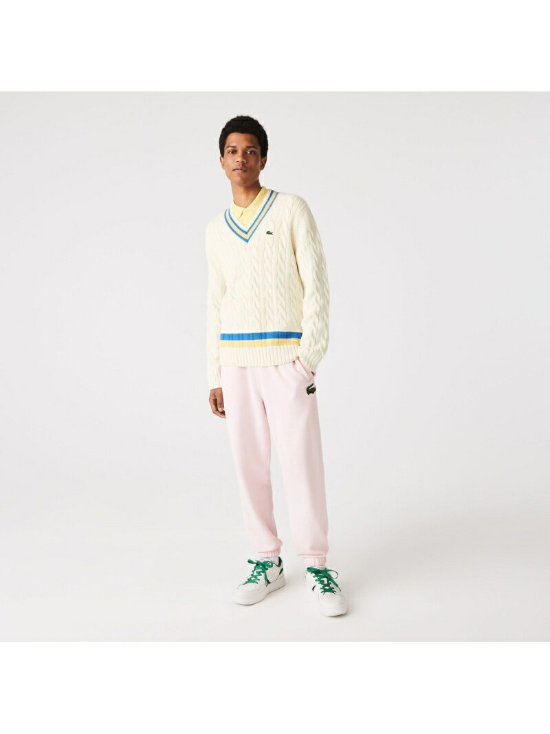 ラコステ 【SALE／40%OFF】LACOSTE Vネックテニスセーター ラコステ トップス ニット ホワイト ネイビー【RBA_E】【送料無料】